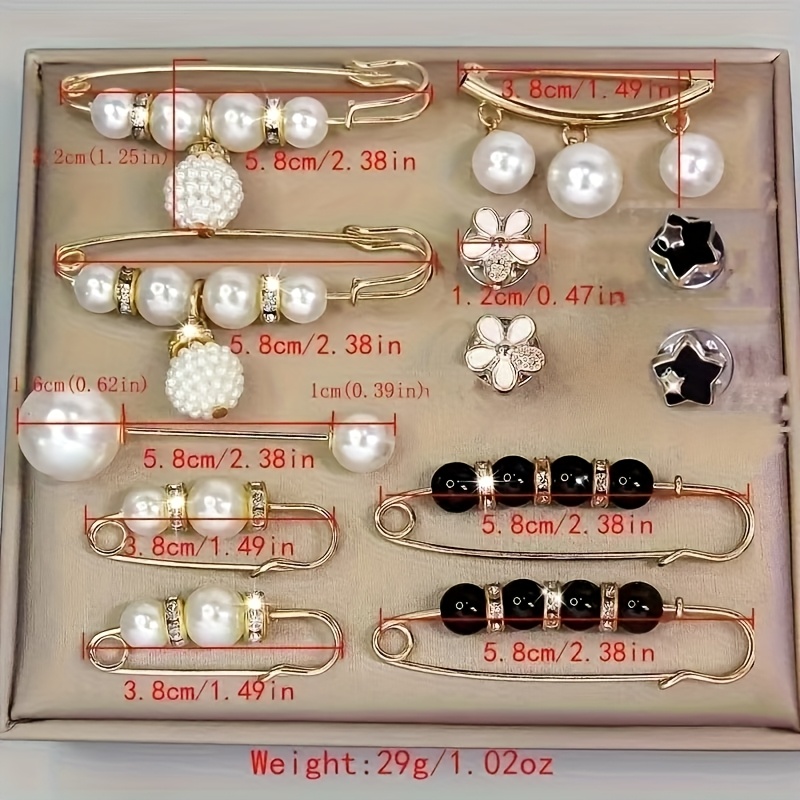 12pcs Elegant Brooch Pins Set, Versatile Fashion Accessories